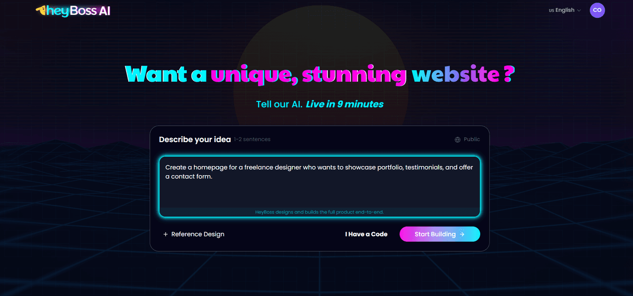 HeyBoss AI Homepage