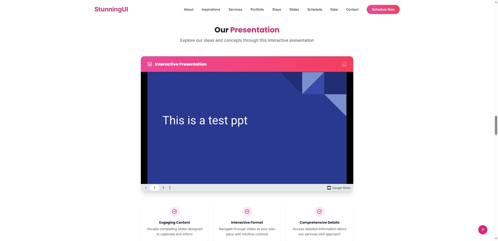 Example usage of Google Slides