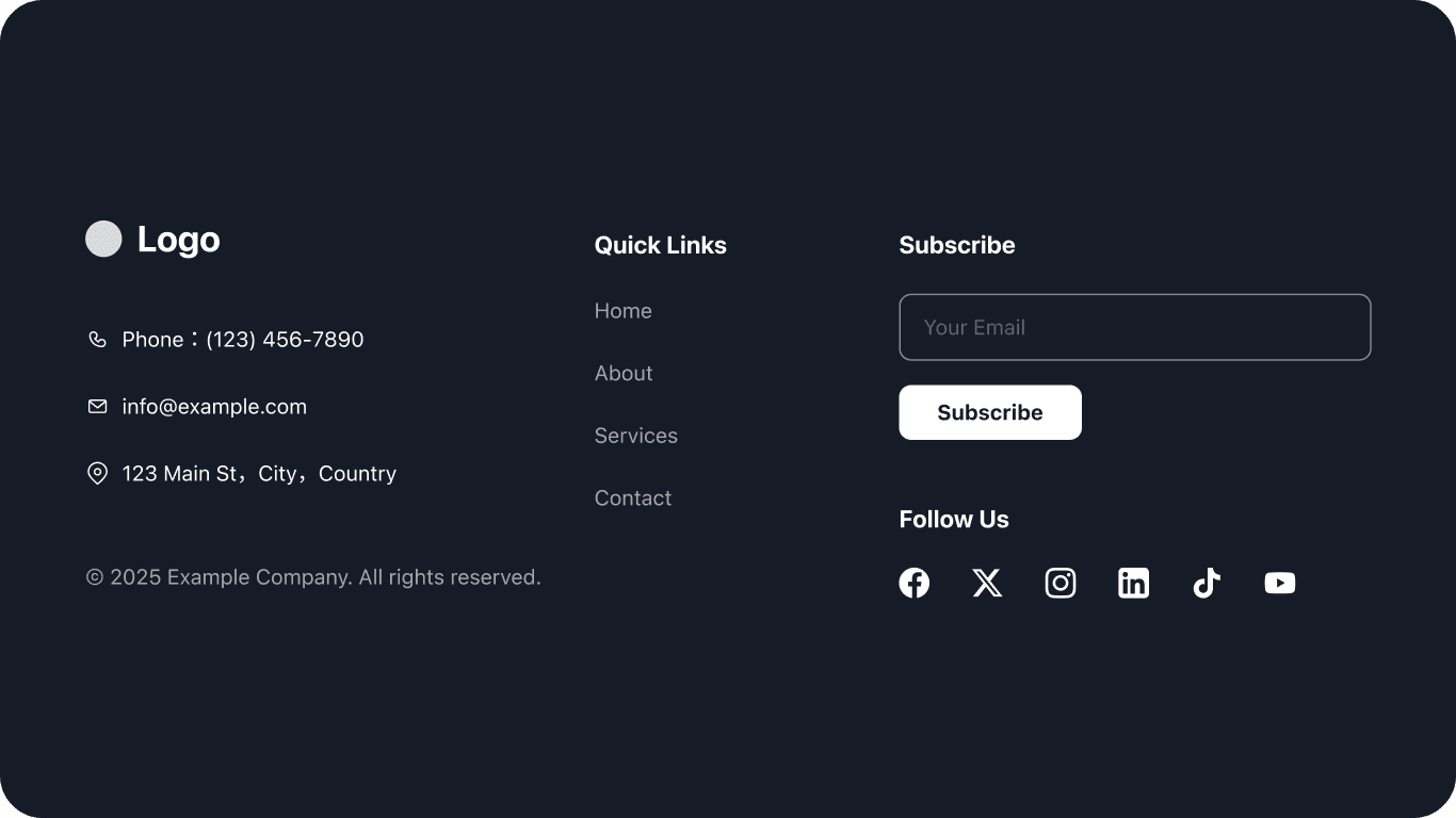 Example usage of Website Footer