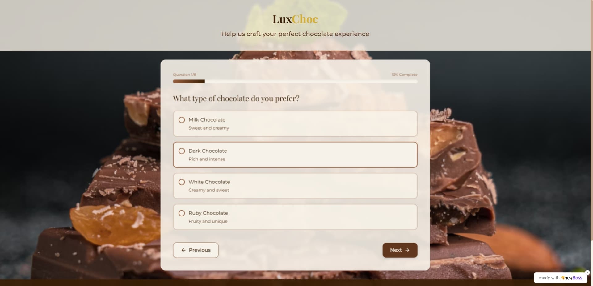 Cover image for Crafting Your Premium Chocolate Brand: A Survey Template to Understand Customer Preferences