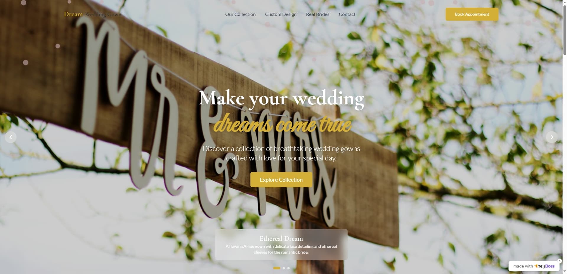 Cover image for Create Your Dream Wedding Dress Website Effortlessly with HeyBoss