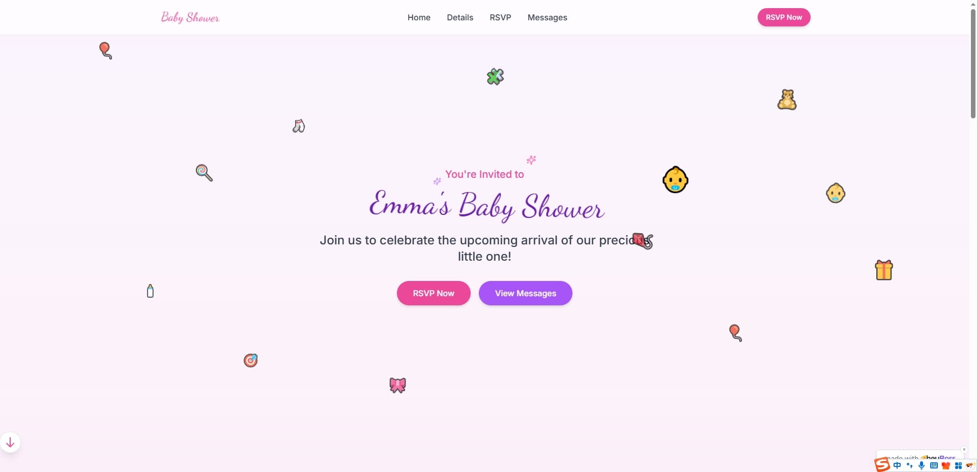 Cover image for Create an Elegant Baby Shower RSVP Website with HeyBoss