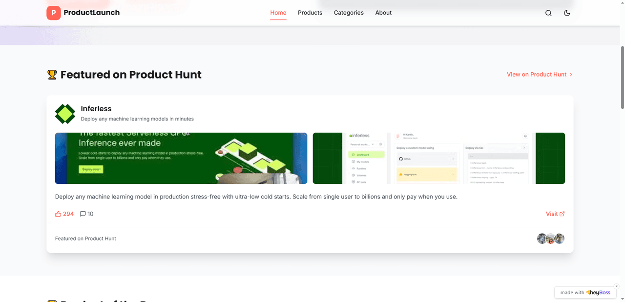 Example usage of Product Hunt Card